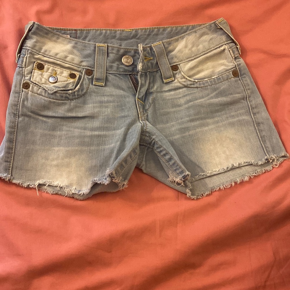 Blue denim shorts, True Religion size 26